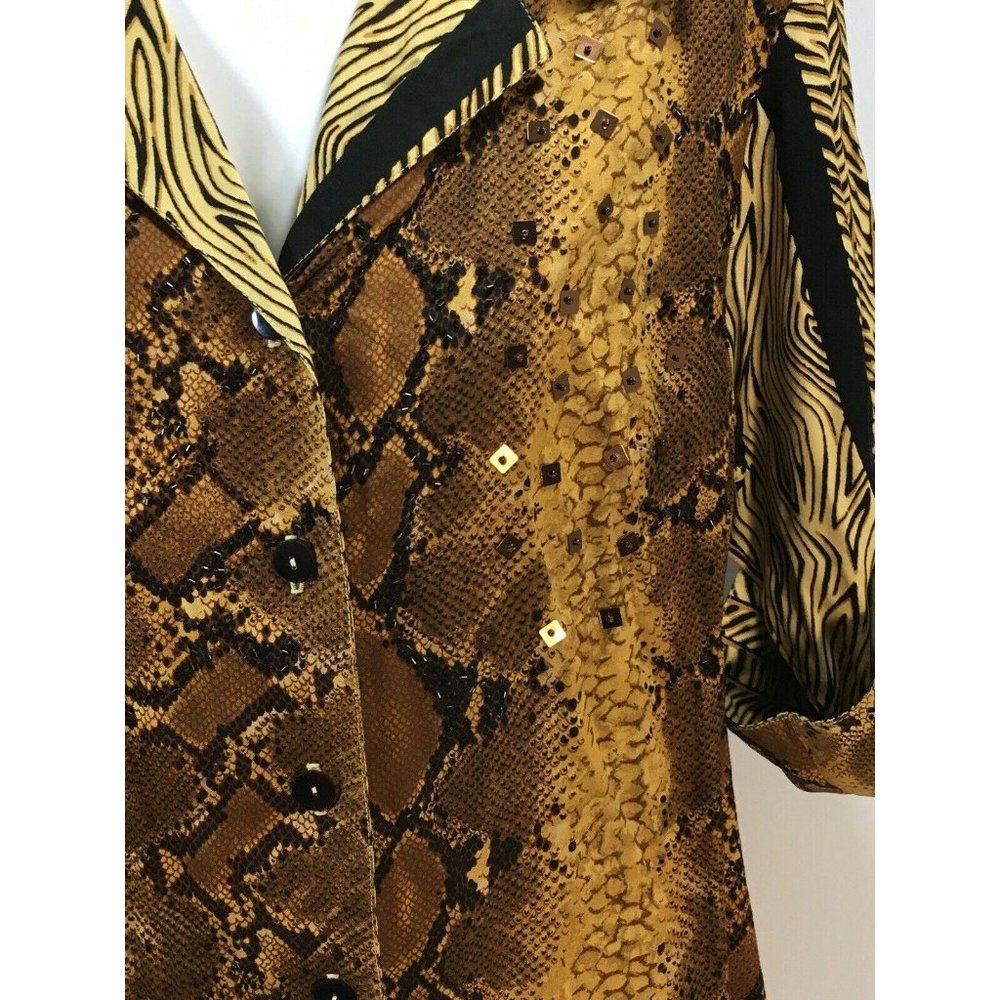 Vanity Womens Snake Sequin Blouse Python Top - image 5